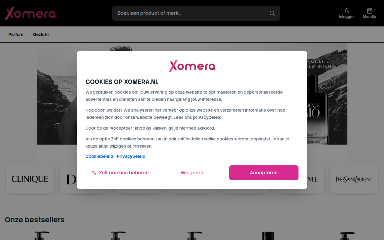 Screenshot van xomera.nl