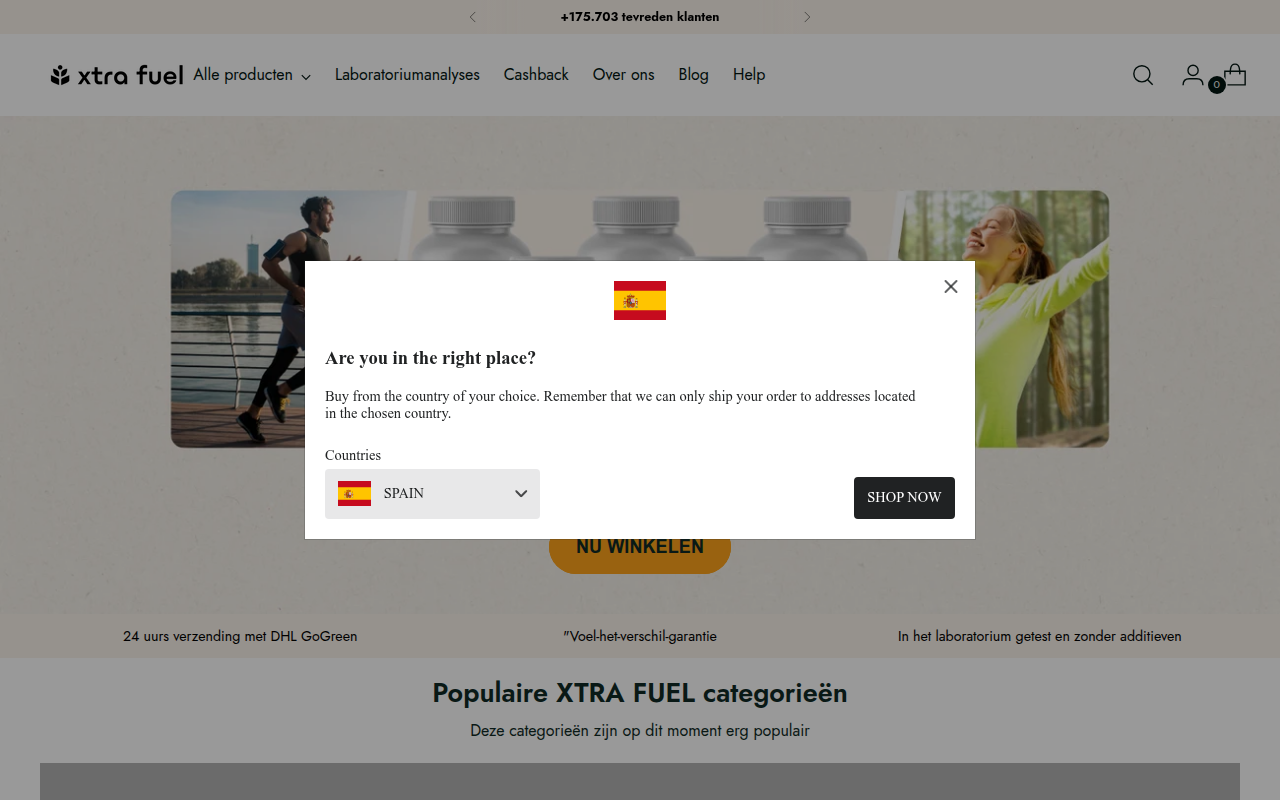 Screenshot van xtrafuel.nl