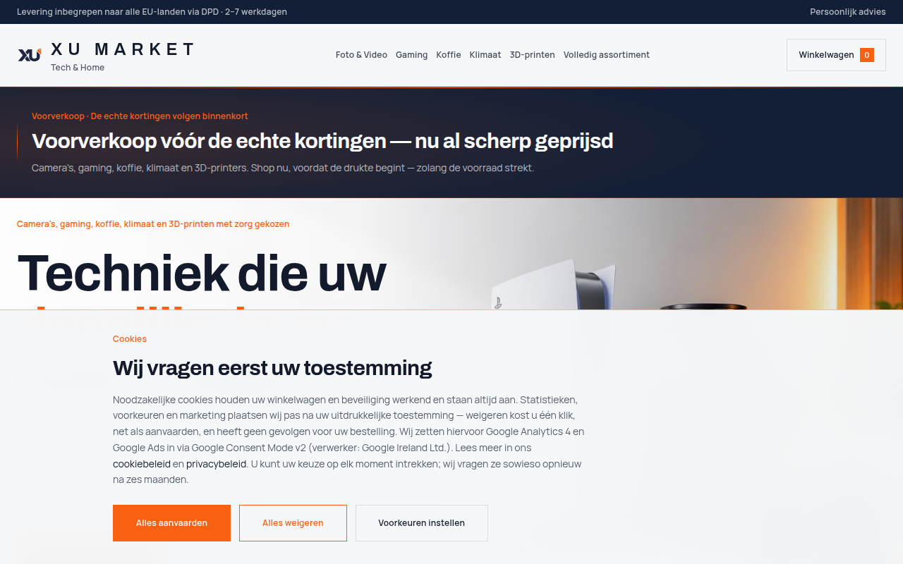 Screenshot van xumarket.com