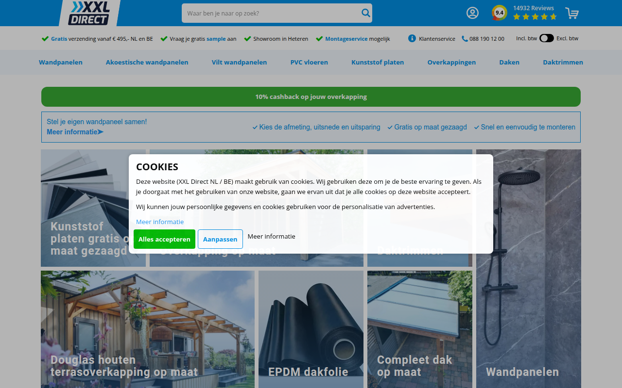 Screenshot van xxldirect.nl