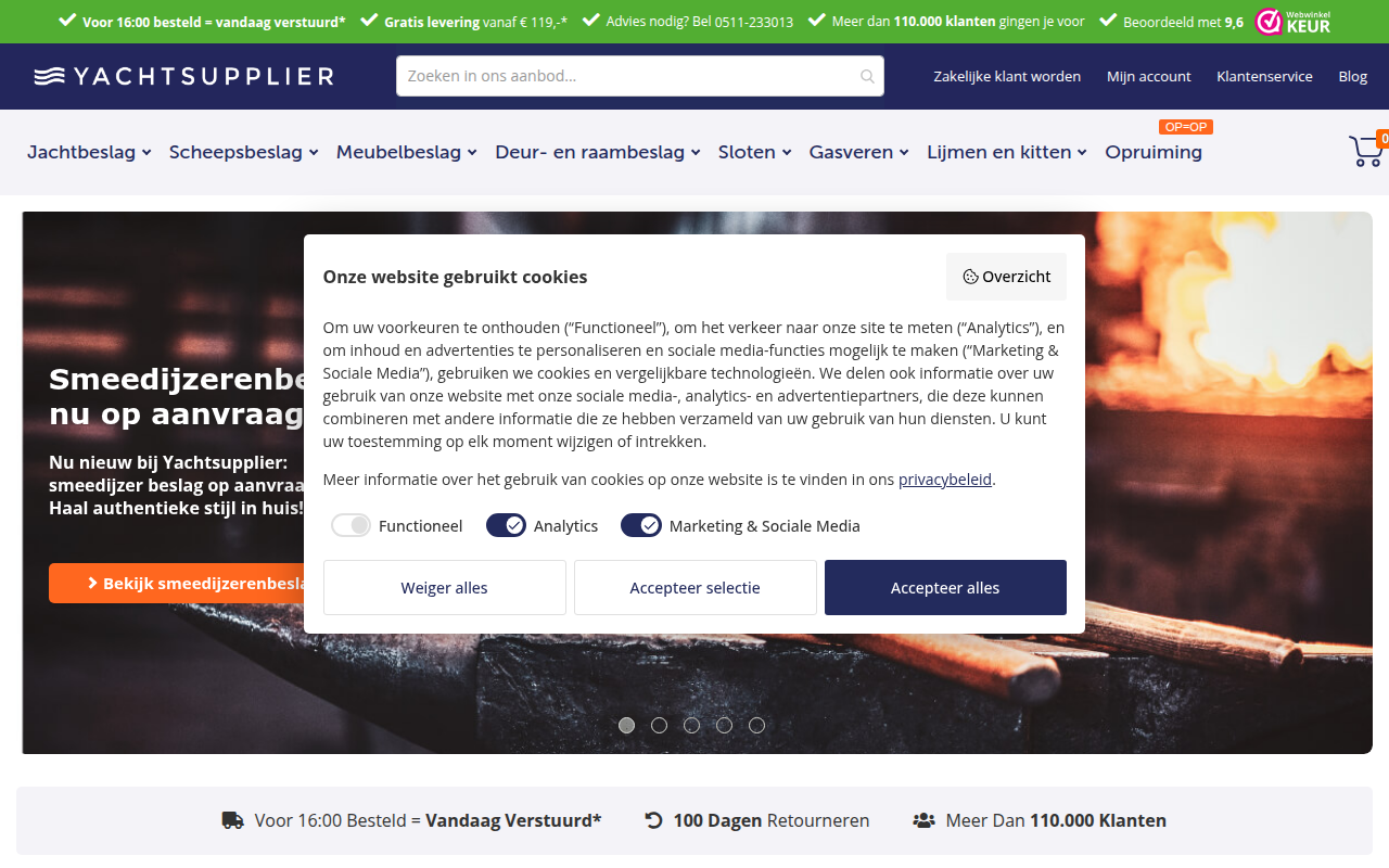 Screenshot van yachtsupplier.nl
