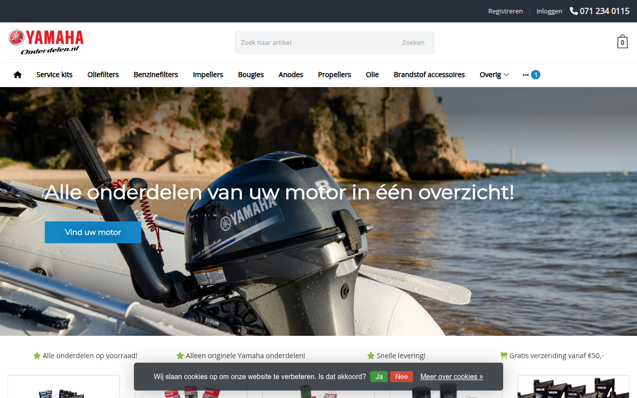 Screenshot van yamahaonderdelen.nl