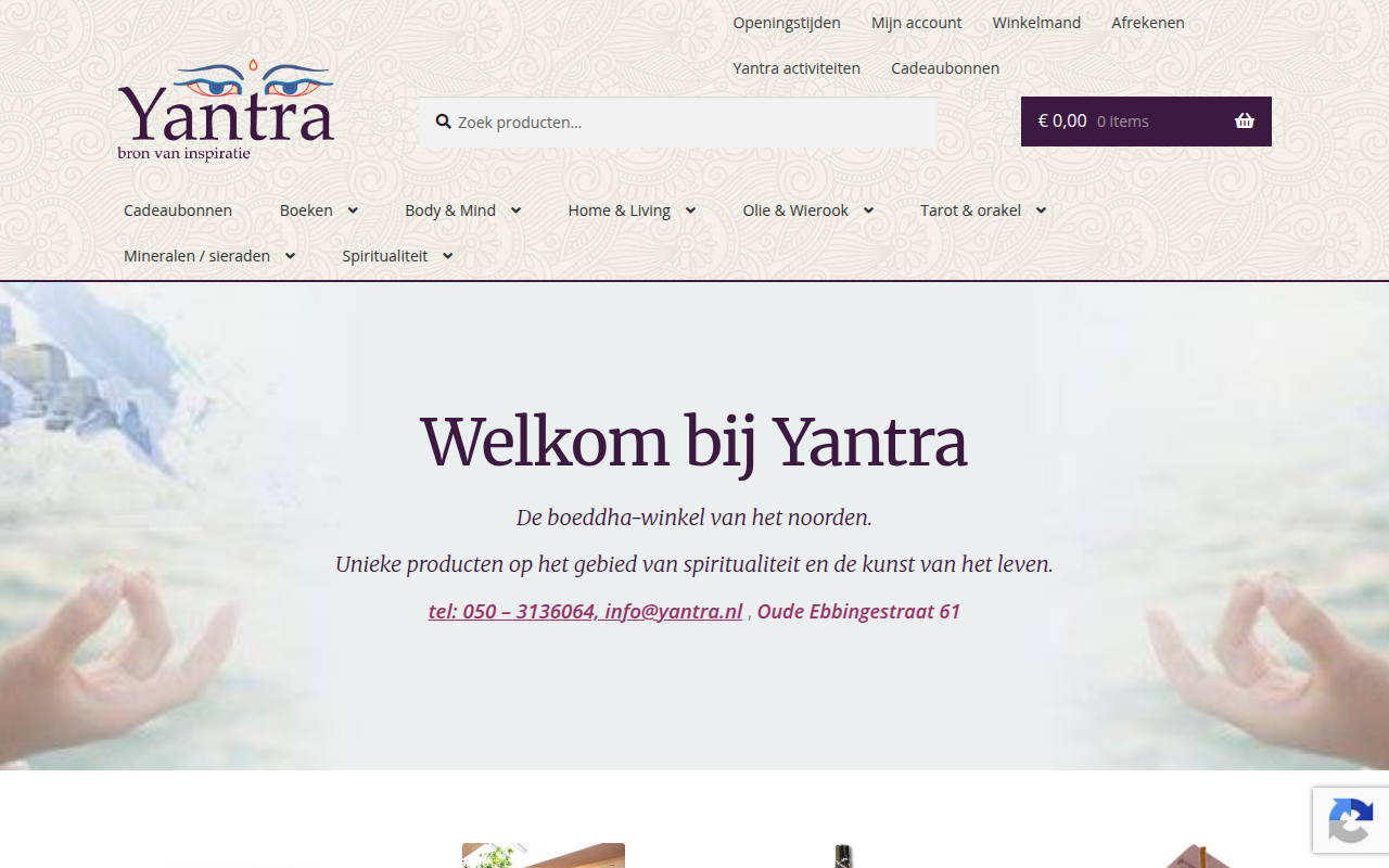Screenshot van yantra.nl