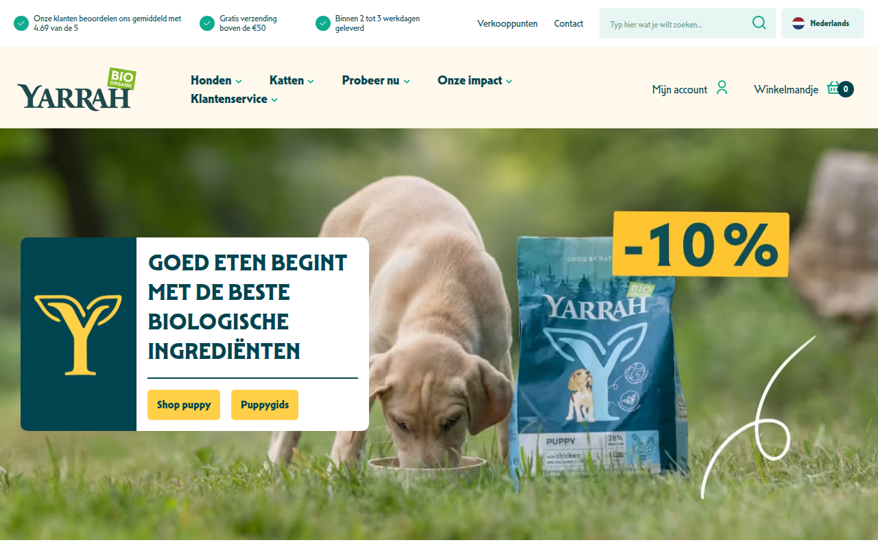 Screenshot van yarrah.com