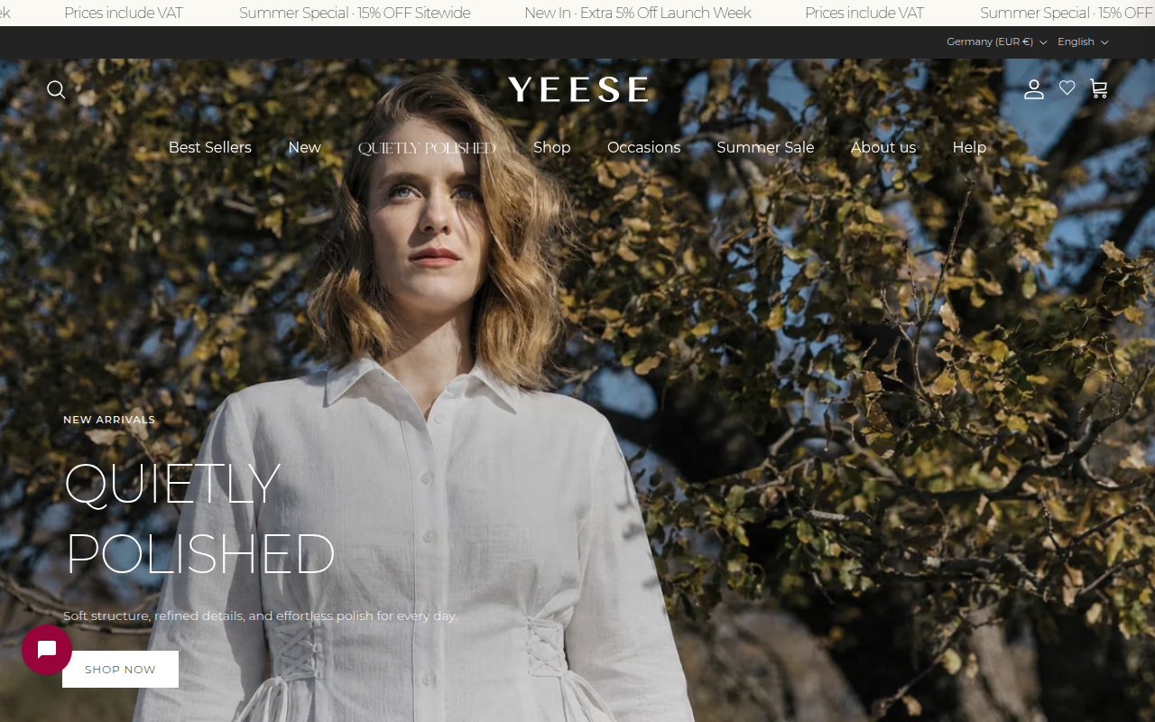 Screenshot van yeese.com