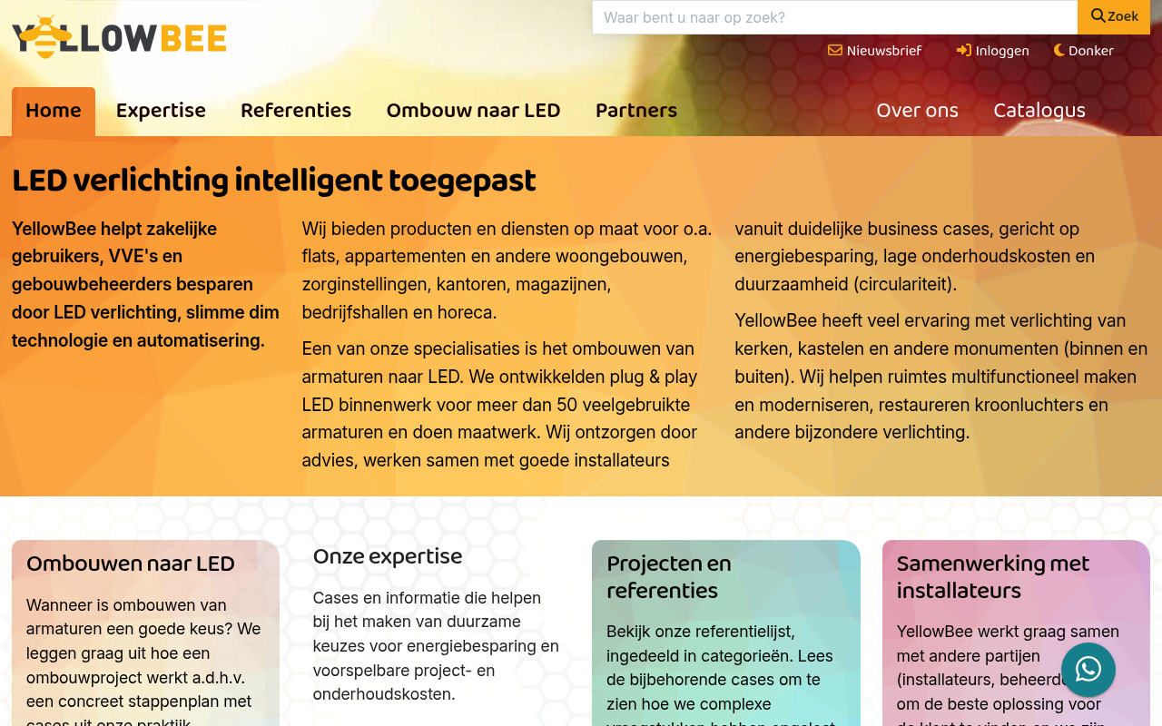 Screenshot van yellow-bee.nl
