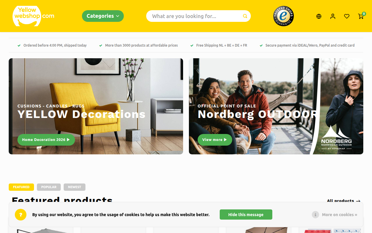 Screenshot van yellowwebshop.com