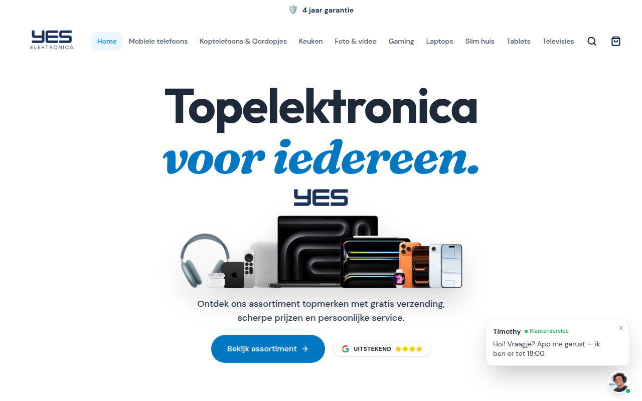 Screenshot van yeselektronica.com