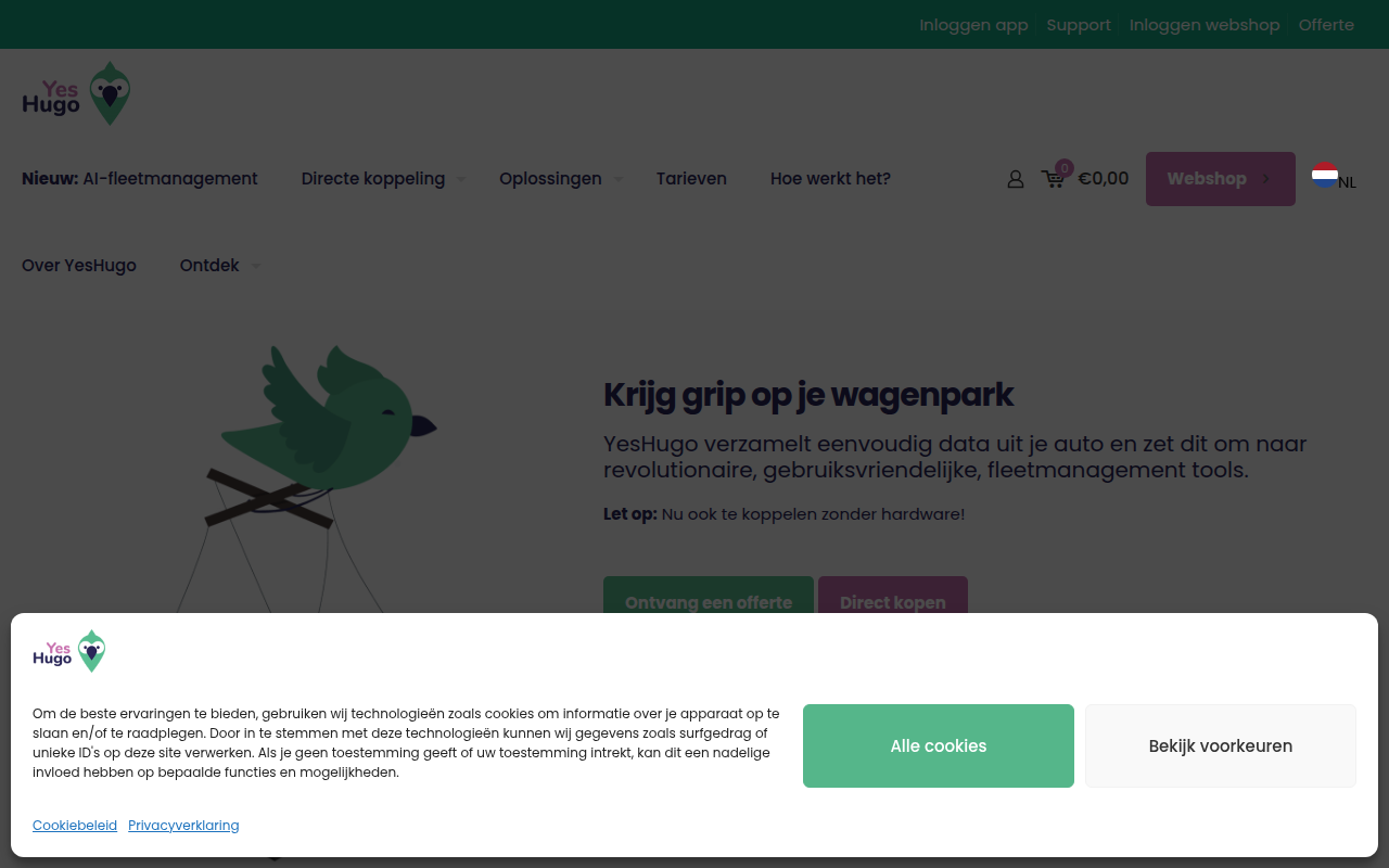 Screenshot van yeshugo.com