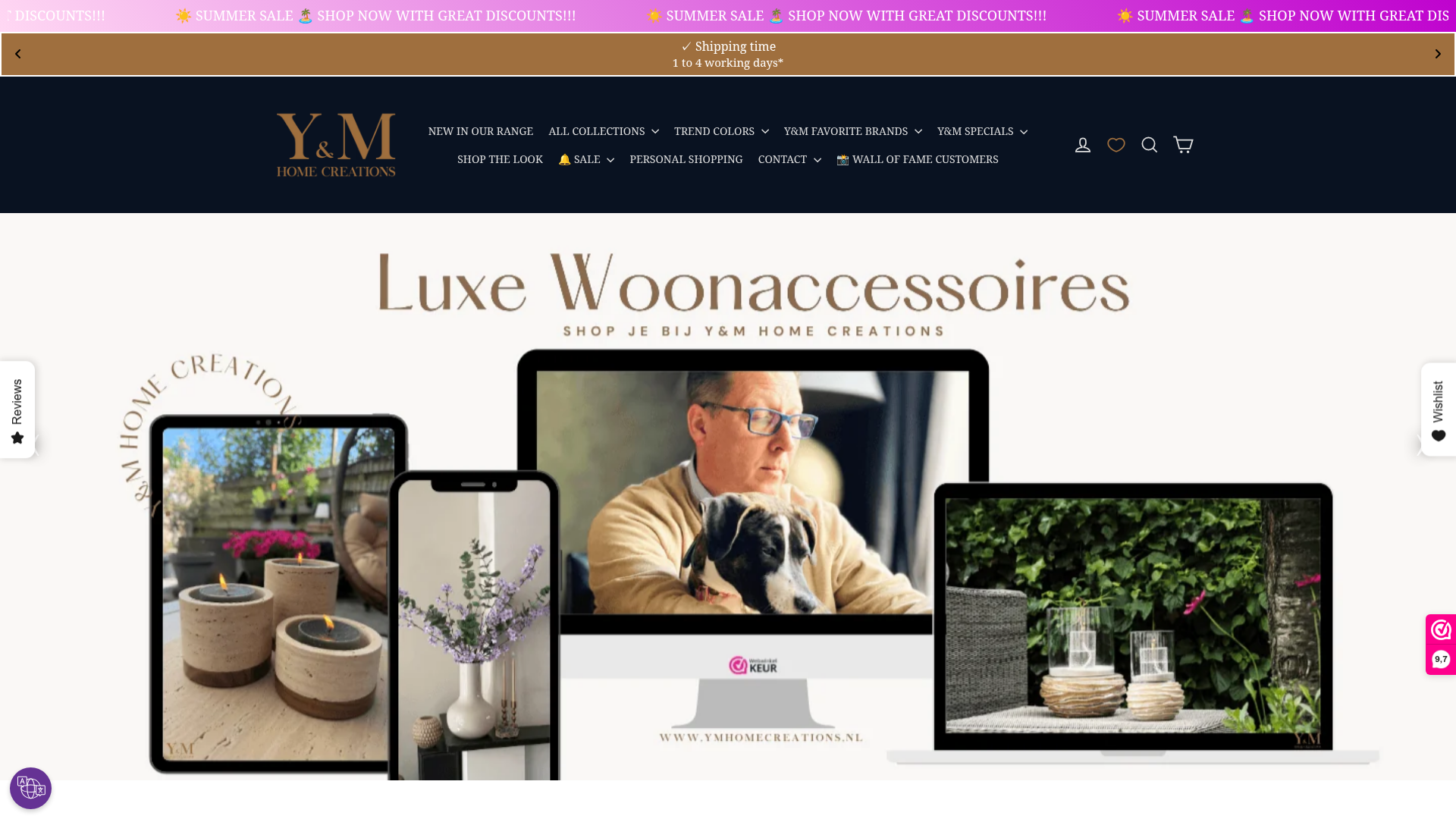 Screenshot van ymhomecreations.nl
