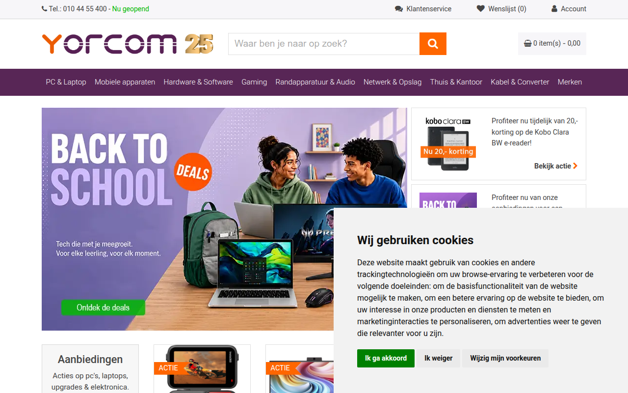 Screenshot van yorcom.nl