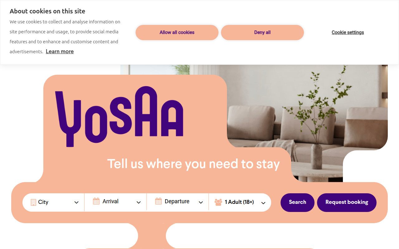 Screenshot van yosaa.com