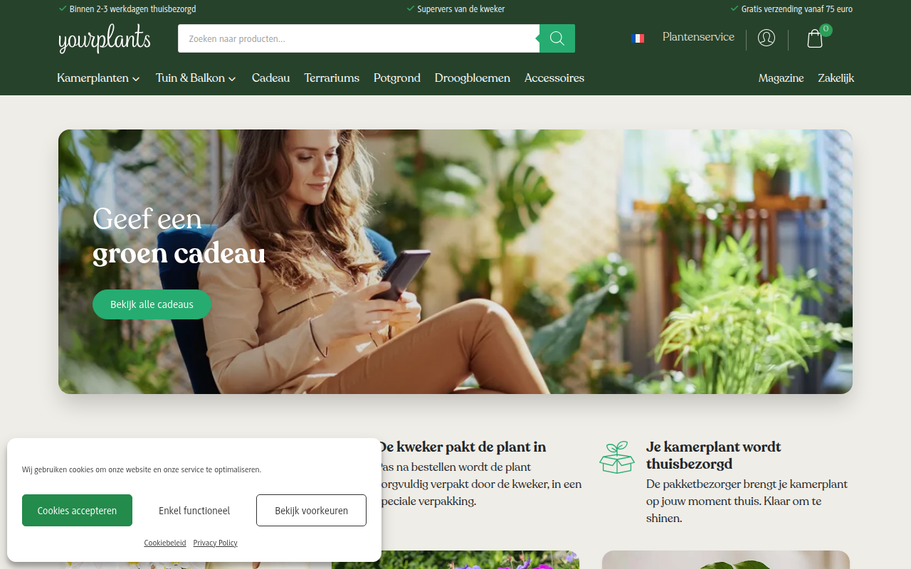 Screenshot van yourplants.nl