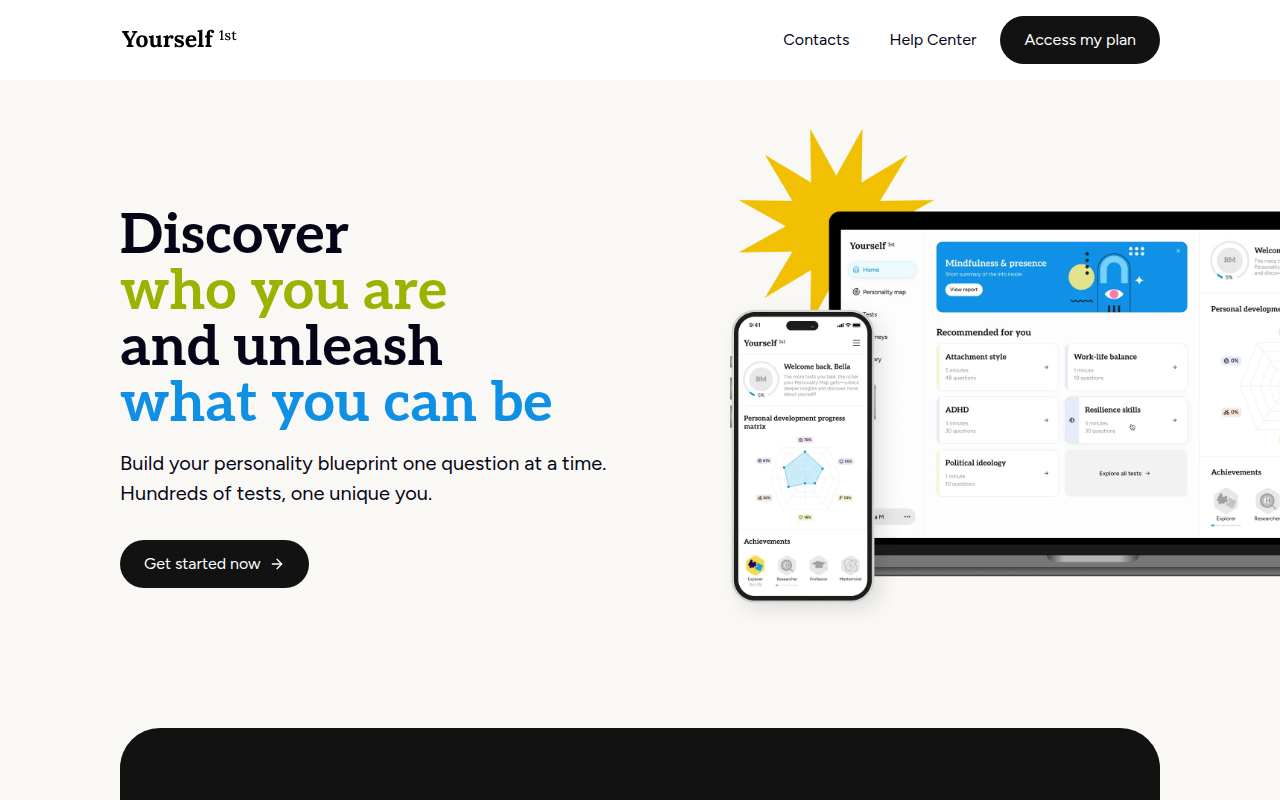Screenshot van yourselfirst.com