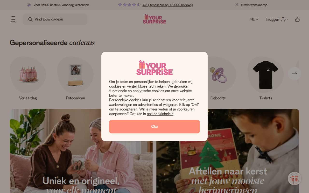 Screenshot van yoursurprise.be