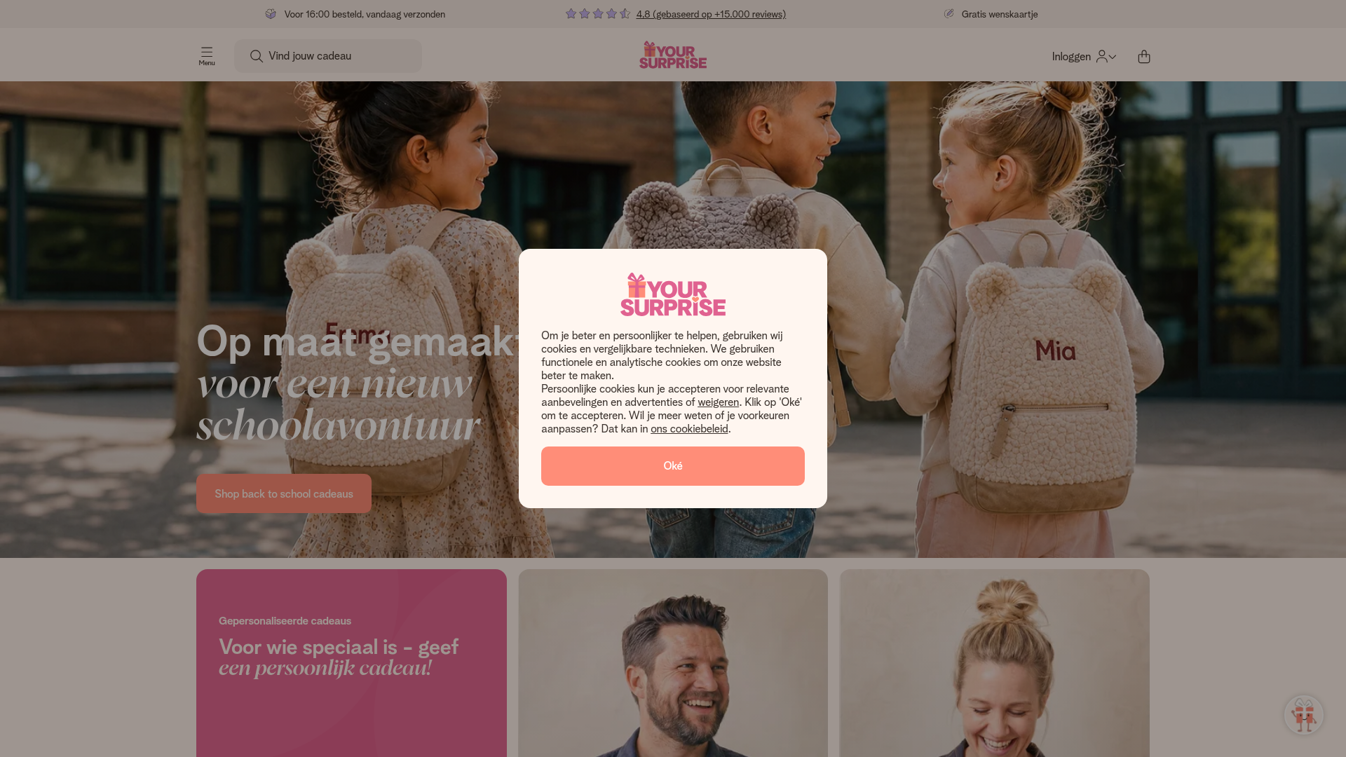 Screenshot van yoursurprise.nl