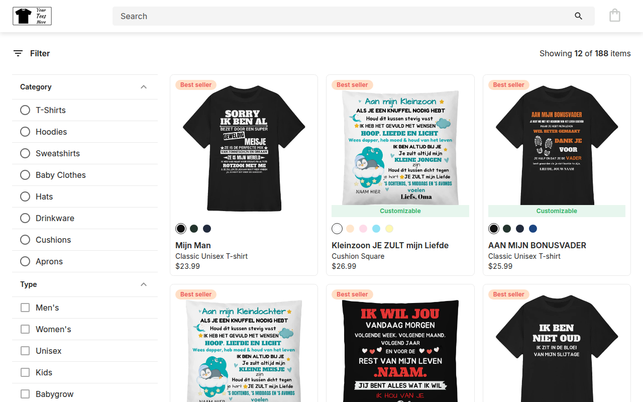 Screenshot van yourteeshere.com