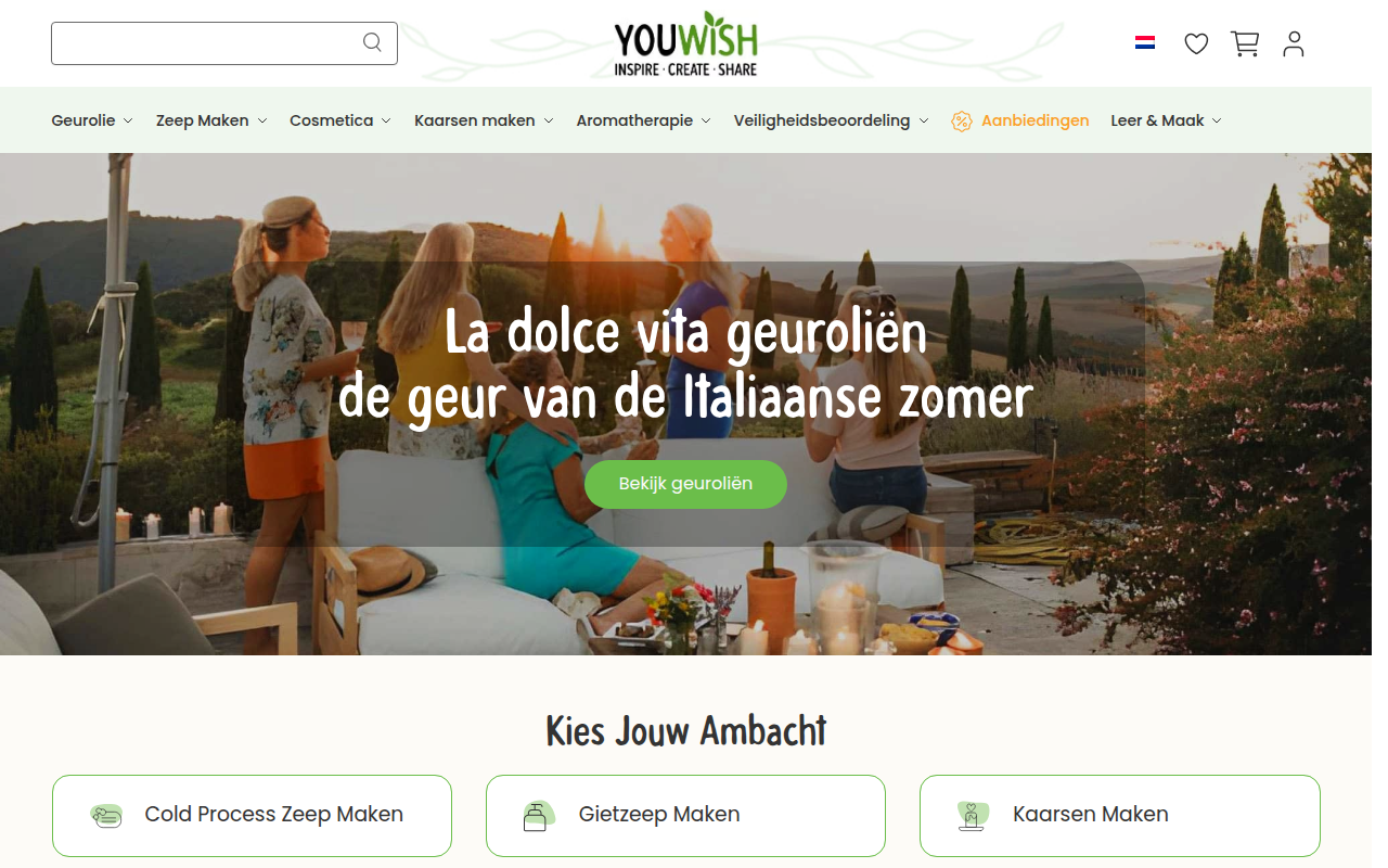 Screenshot van www.youwish.nl