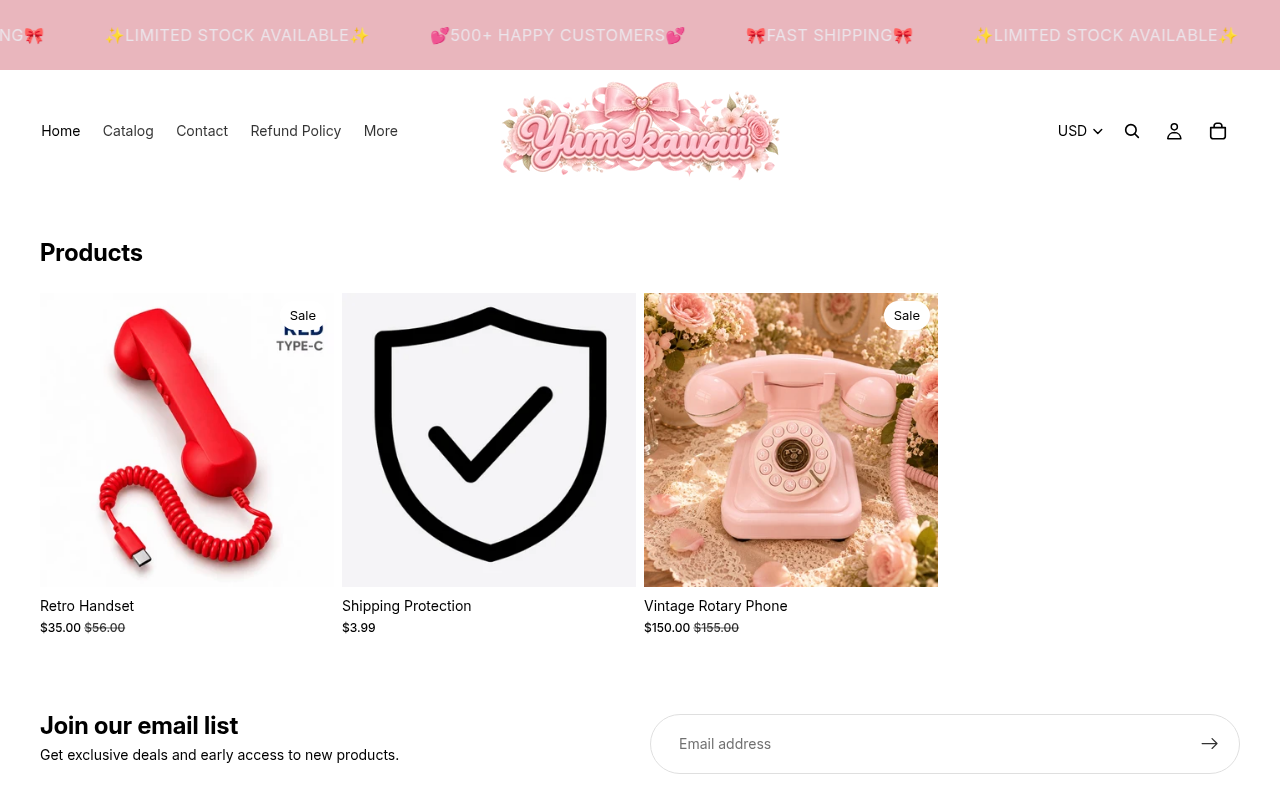 Screenshot van yumekawaiicompany.shop