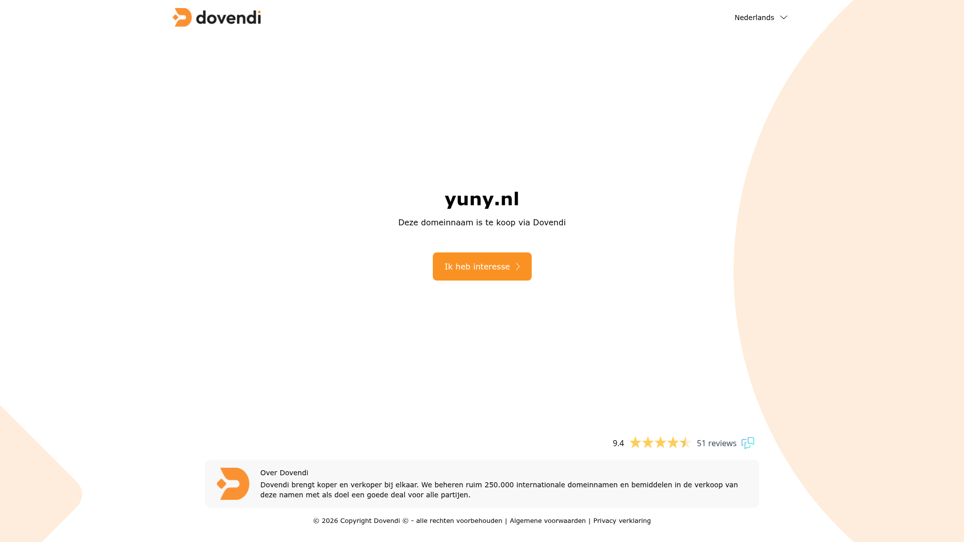 Screenshot van yuny.nl