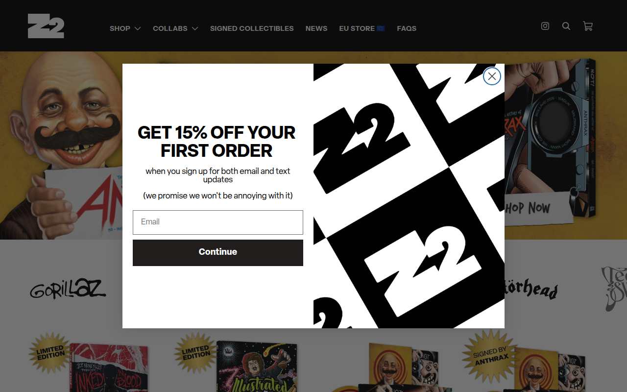 Screenshot van z2comics.com