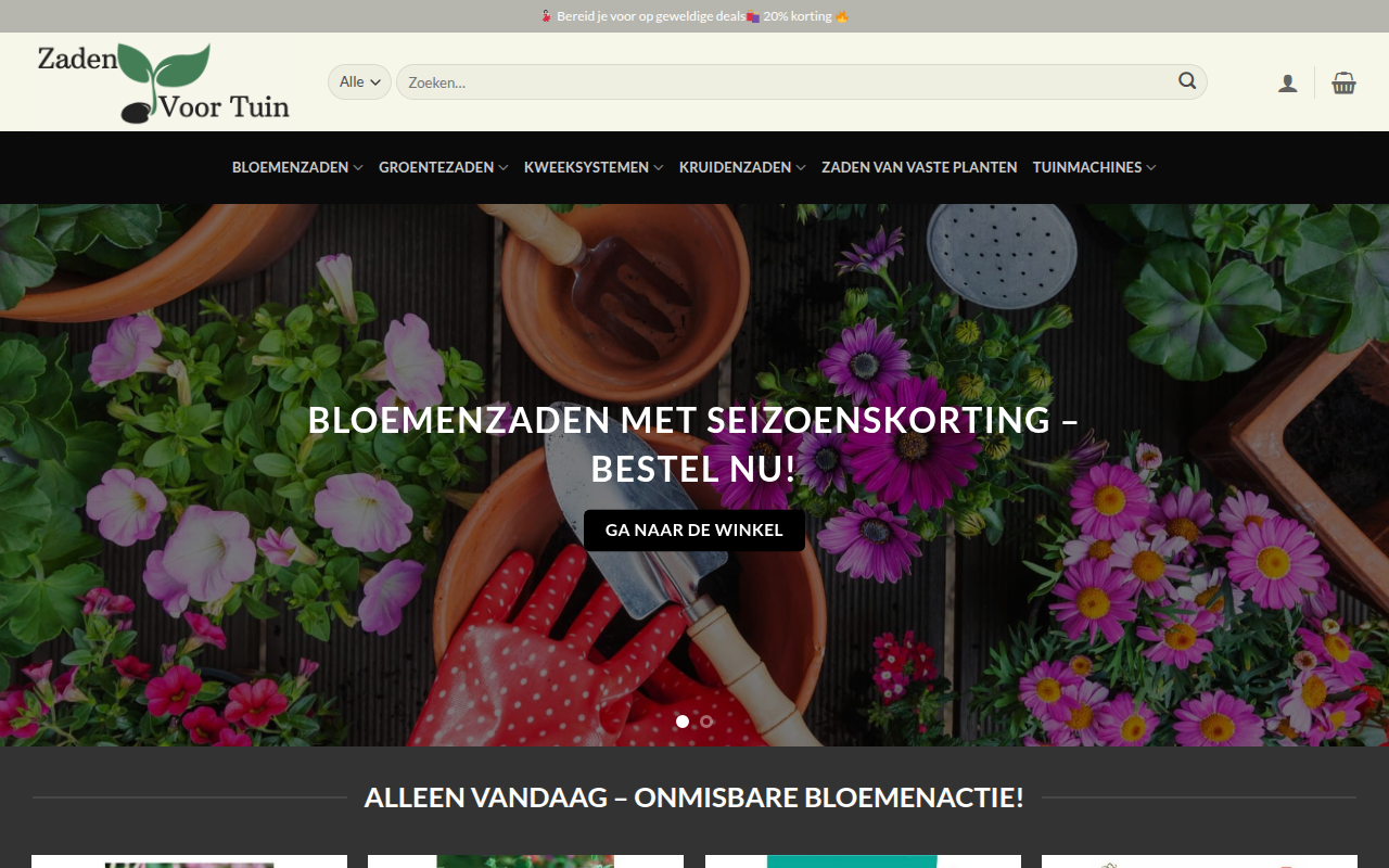 Screenshot van zadenvoortuin.com