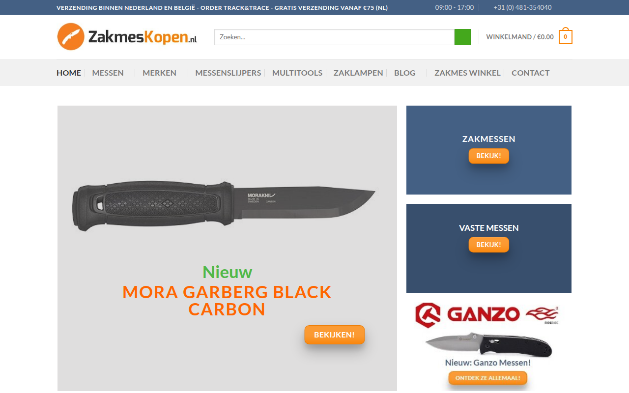 Screenshot van zakmeskopen.nl