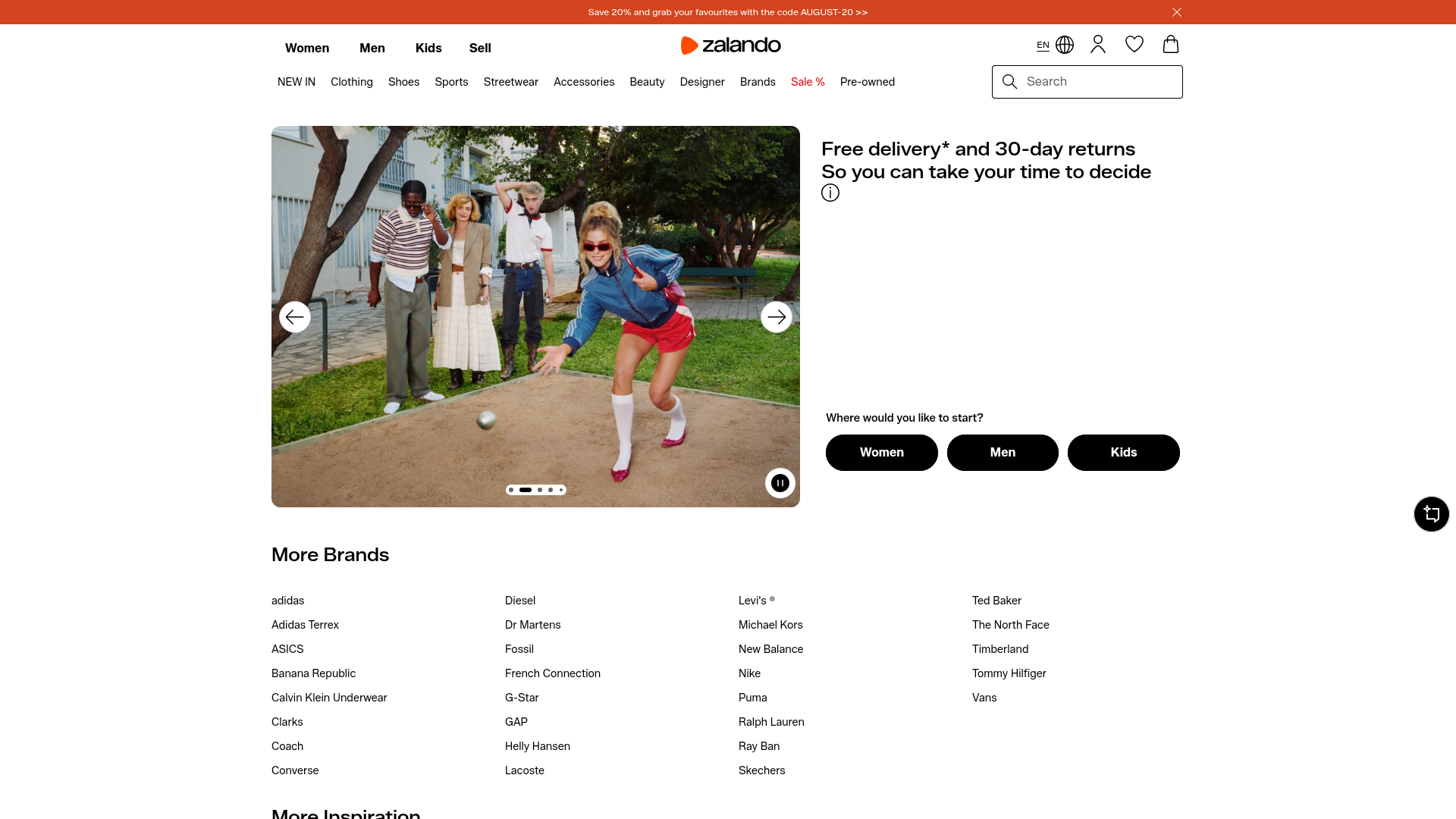Screenshot van zalando.de