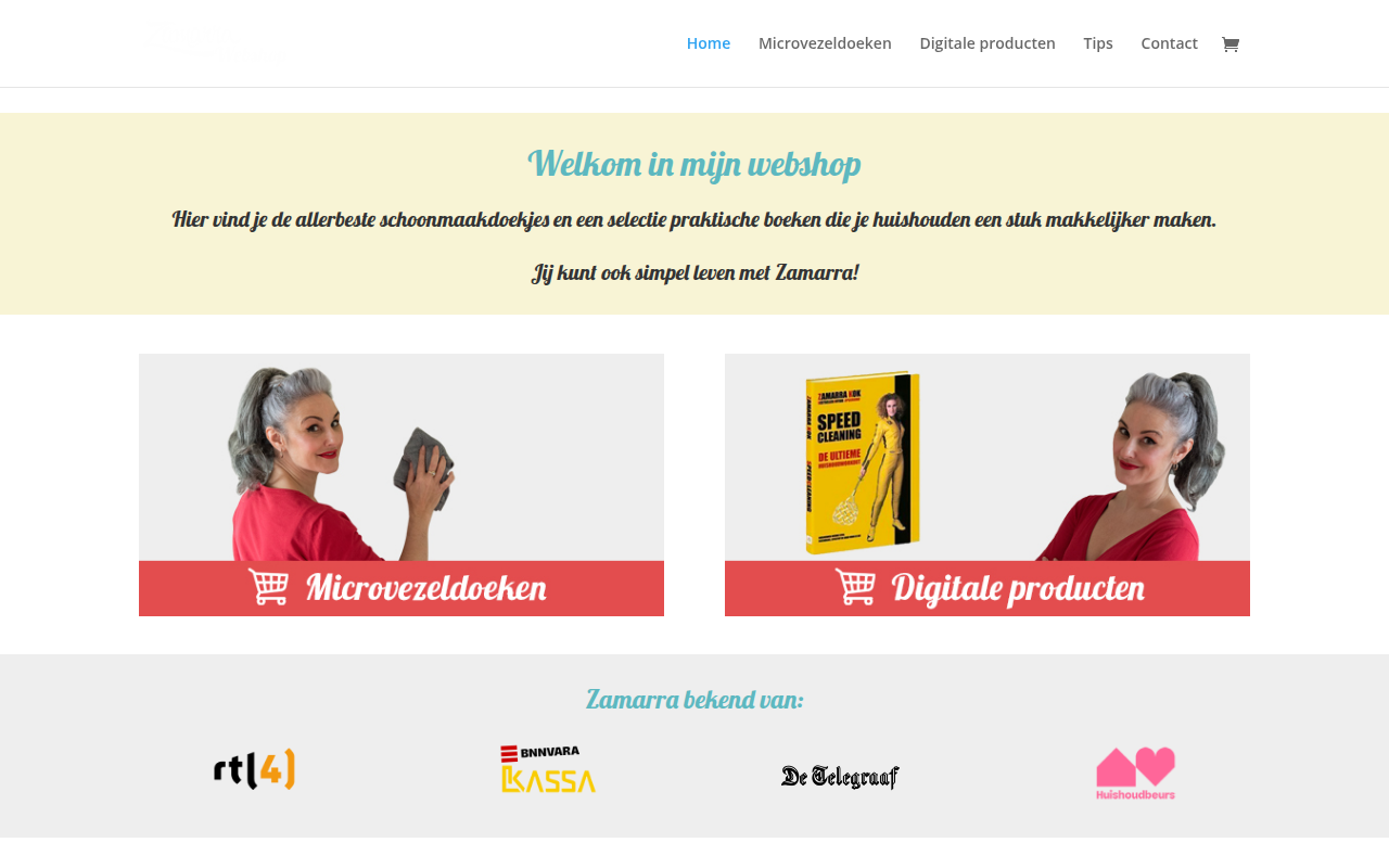 Screenshot van zamarra.shop