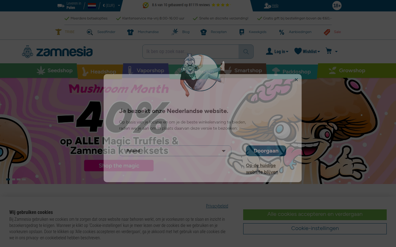 Screenshot van zamnesia.nl