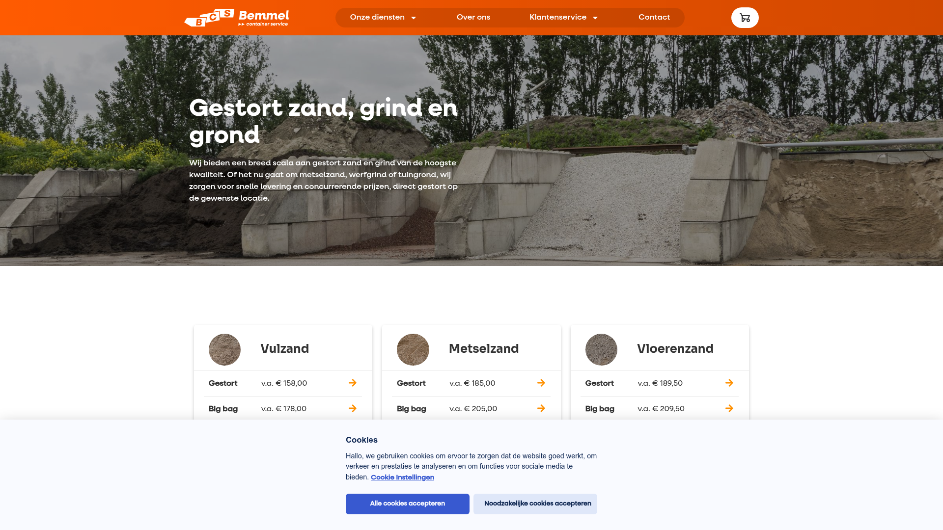 Screenshot van zand-en-grind.nl