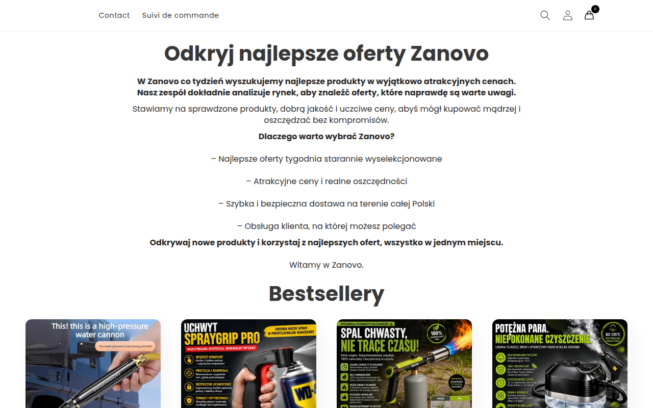 Screenshot van zanovostore.com