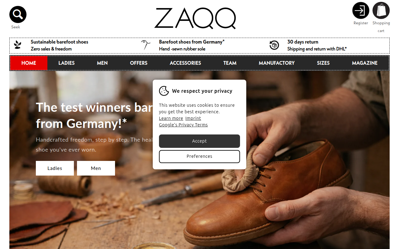 Screenshot van zaqq.nl