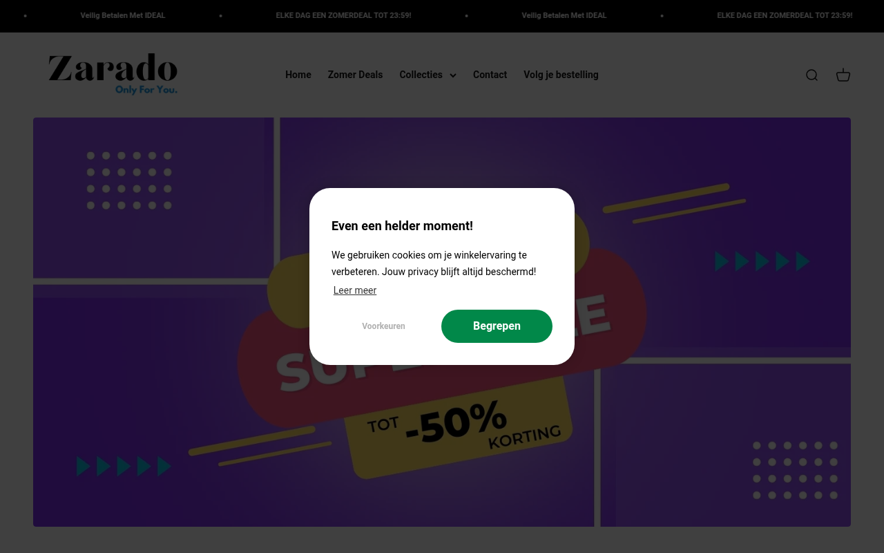 Screenshot van zaradoshop.nl