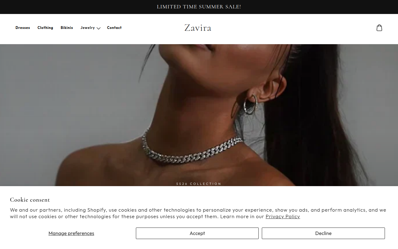 Screenshot van zavira-shop.com