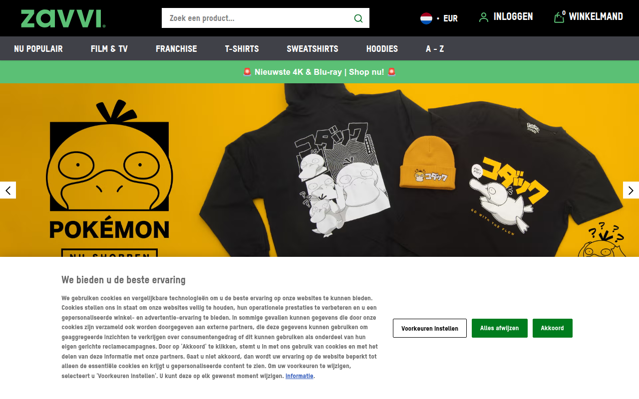 Screenshot van zavvi.nl