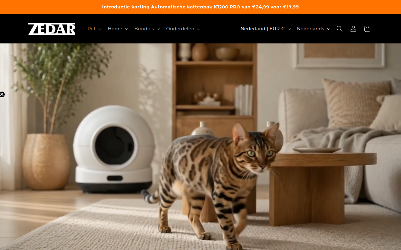 Screenshot van zedar.eu