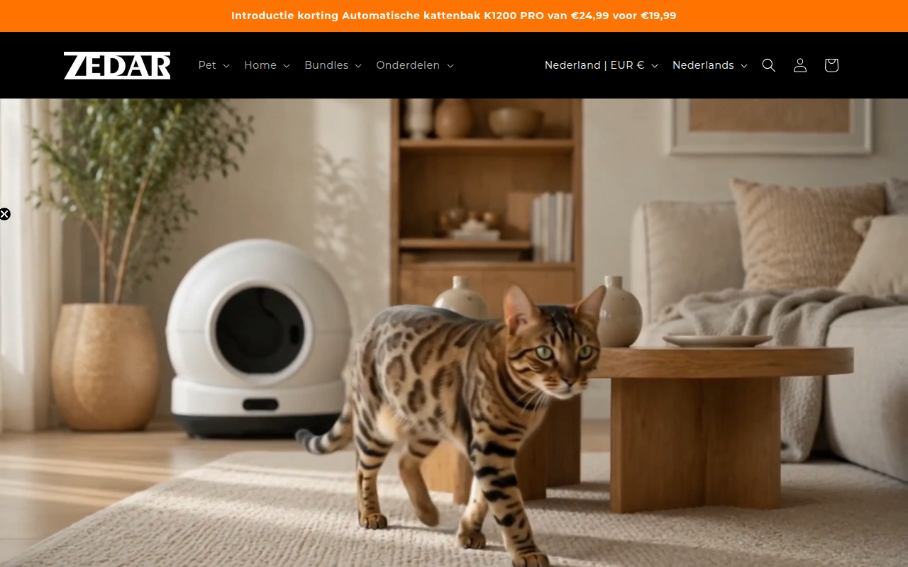Screenshot van zedar.nl