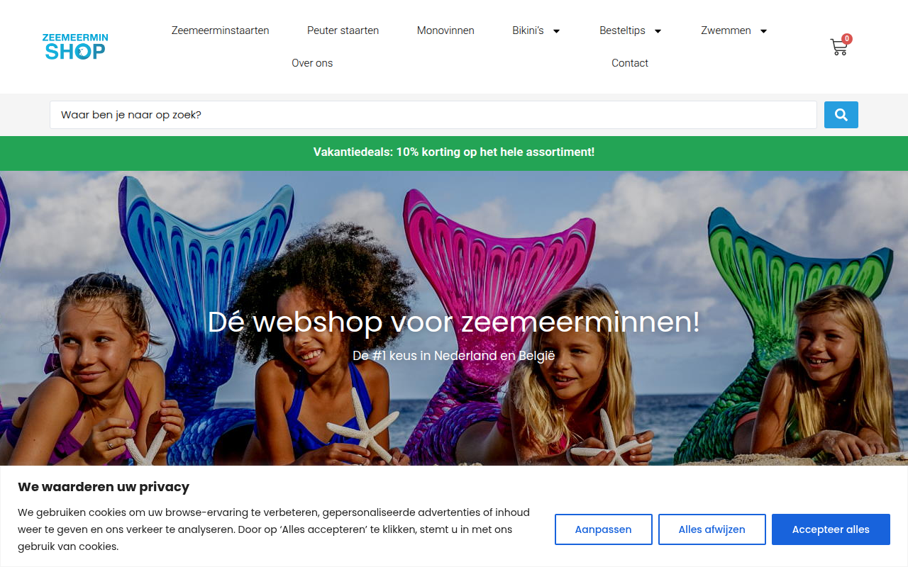 Screenshot van zeemeerminshop.nl