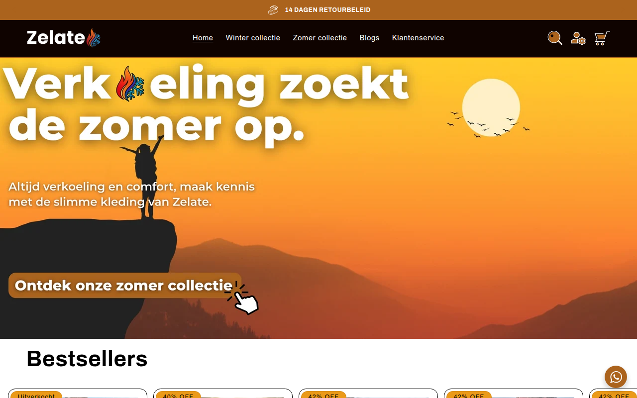 Screenshot van zelate.nl