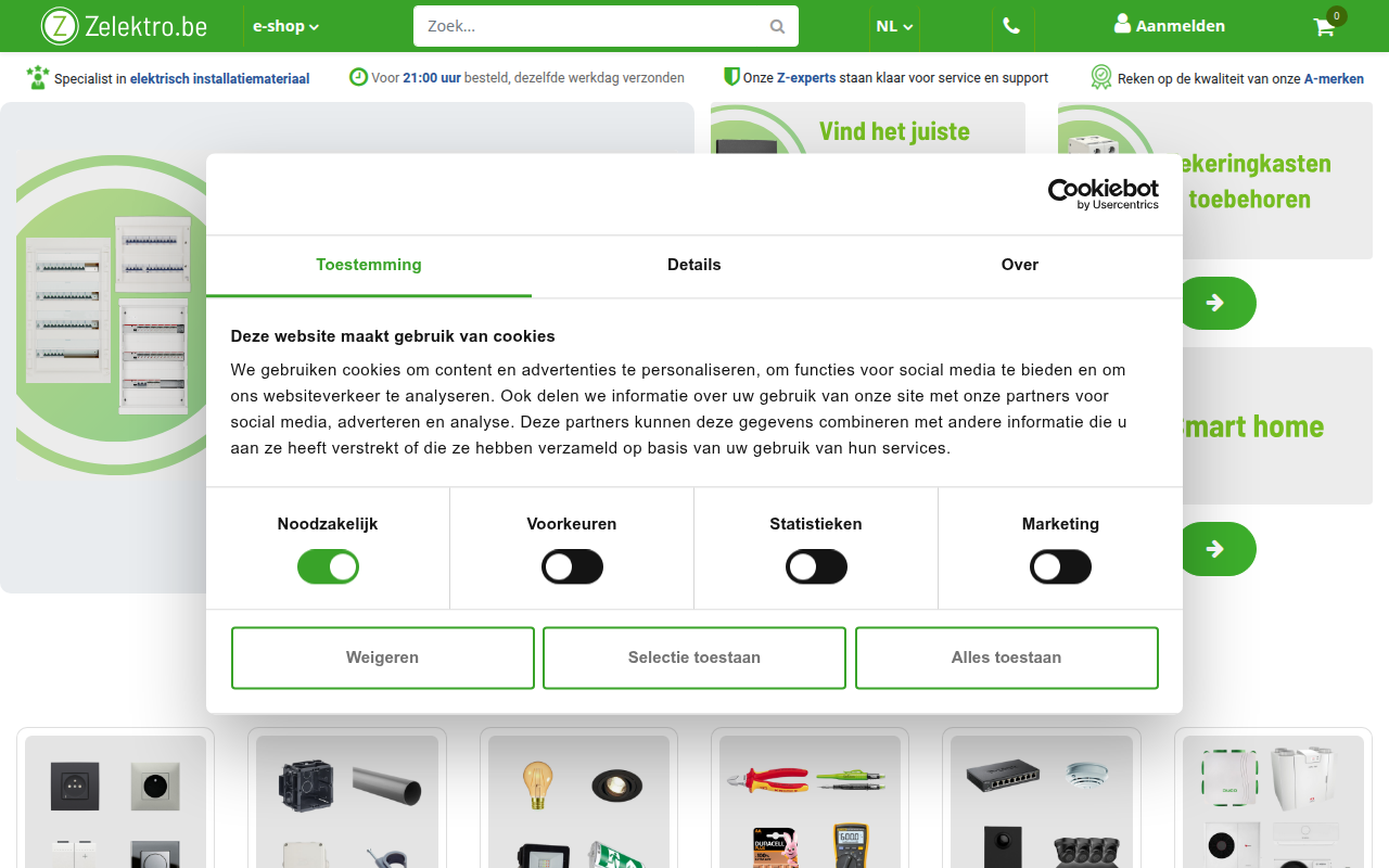 Screenshot van zelektro.be