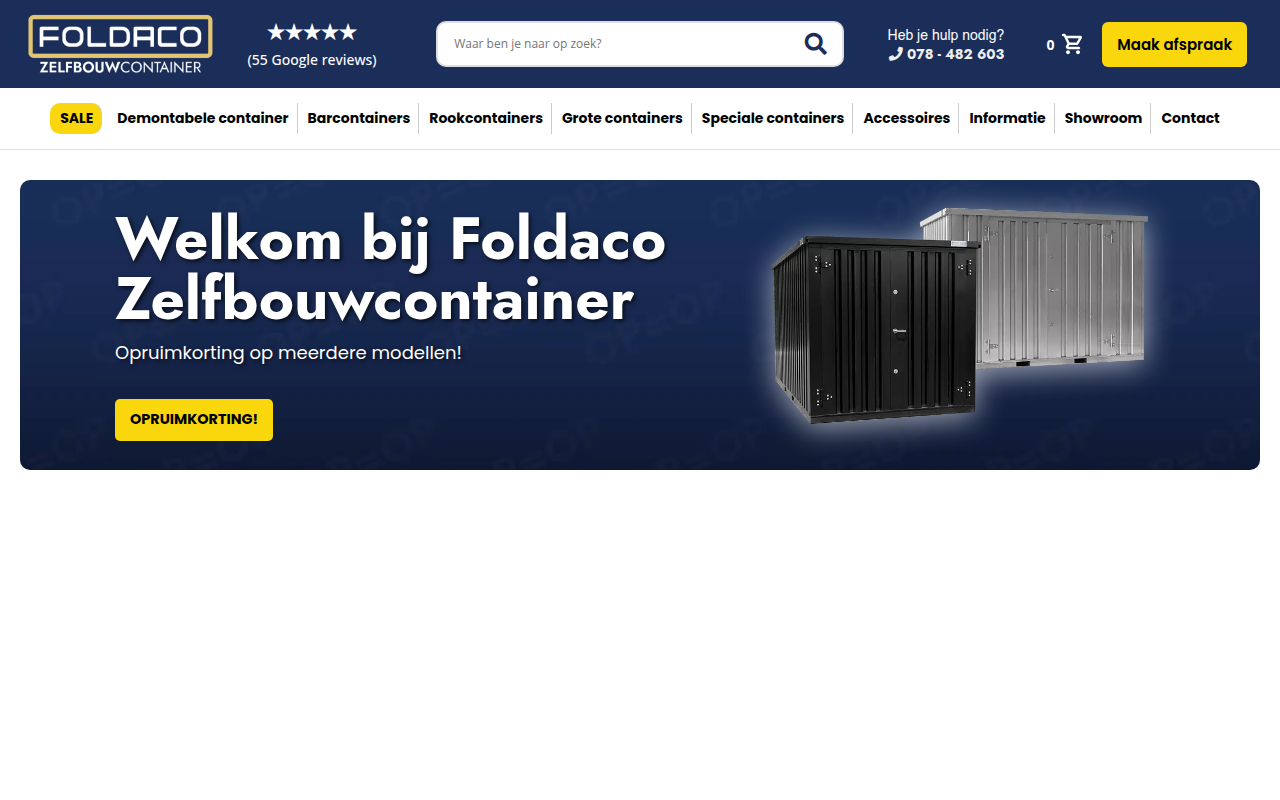 Screenshot van zelfbouwcontainer.be