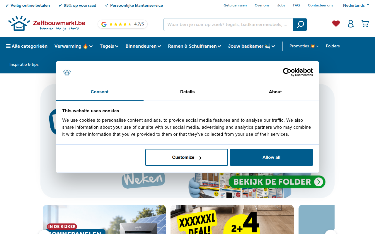 Screenshot van zelfbouwmarkt.be