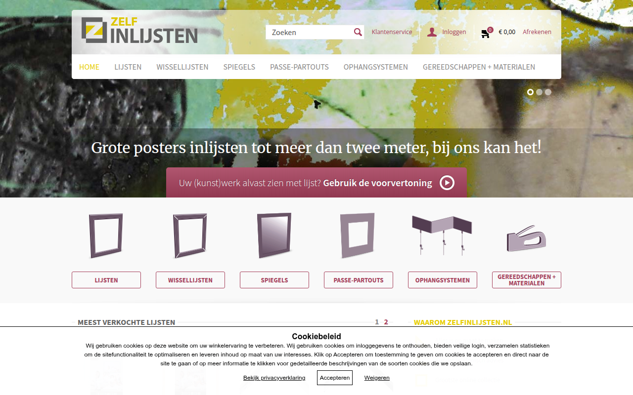 Screenshot van zelfinlijsten.nl