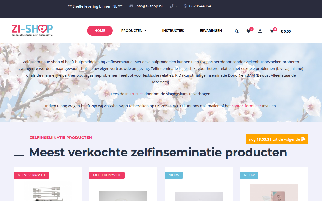 Screenshot van zelfinseminatie-shop.nl
