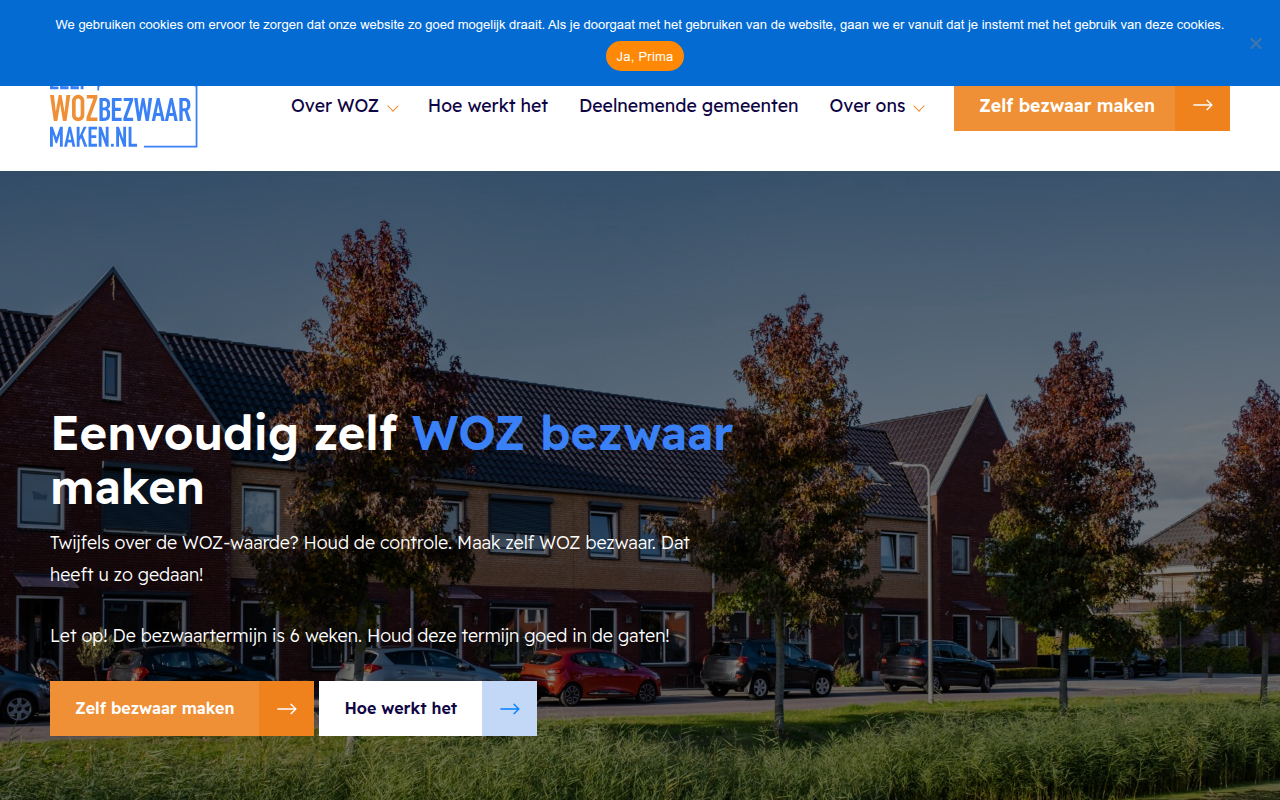 Screenshot van zelfwozbezwaarmaken.nl