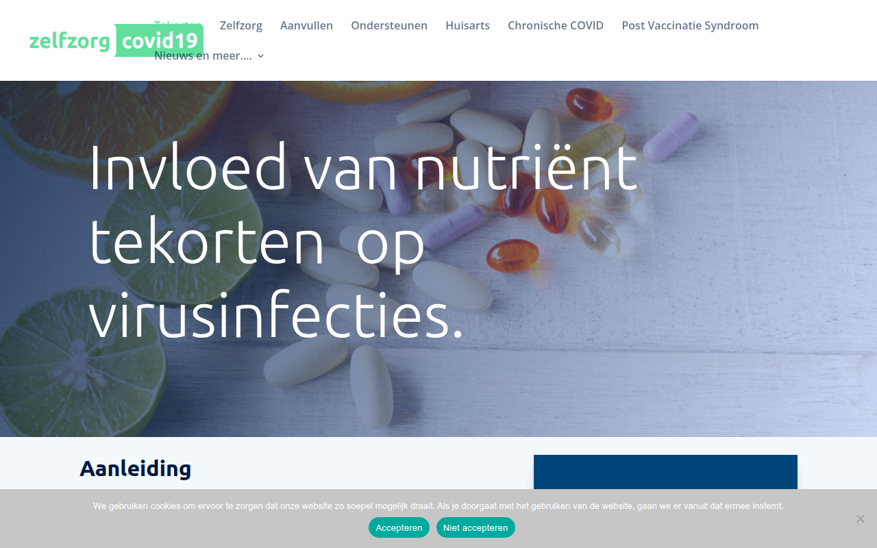 Screenshot van zelfzorgcovid19.nl
