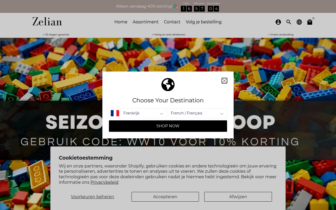 Screenshot van zelian.nl