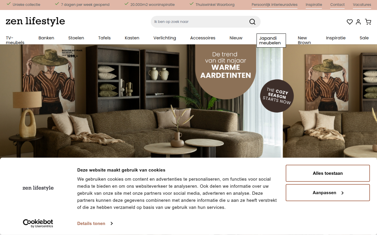 Screenshot van zen-lifestyle.nl