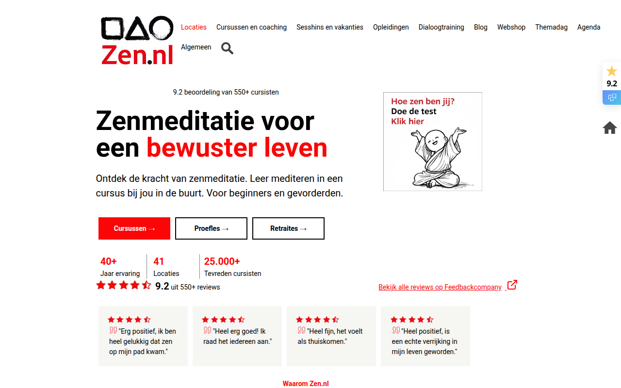 Screenshot van zen.nl